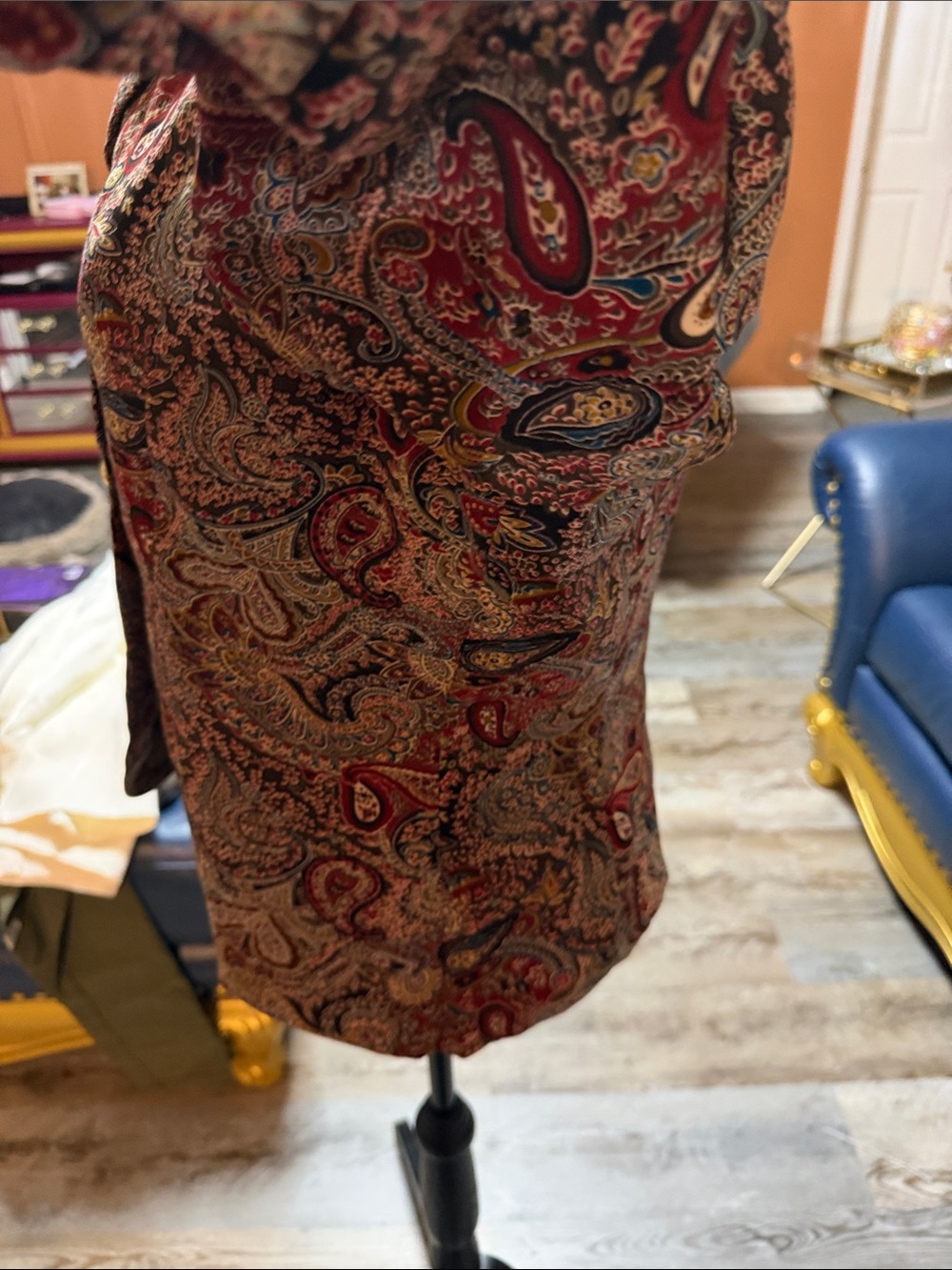 Chapter One Vintage Style Paisley Women's Blazer - Red Multicolor - Picture 5 of 13